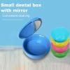 Denture Case, Orthodontic Retainer Box Wear-Resistant Vent Hole Design with Mirror Dental Mouthguard Denture Holder Mouthpiece Case for Unisex, Special Birthday Gift Pink view 4
