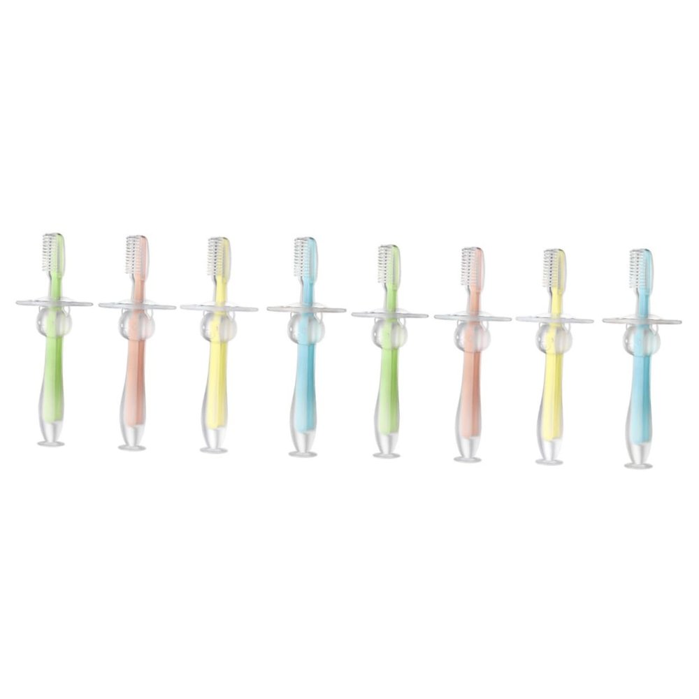 ibasenice 8pcs Standing Suction Tooth Brush Silicone Teether and Bristles for Boys and Girls Boy Girl Training Brush for Use
