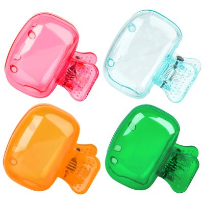 4 Pack Travel Toothbrush Head Covers Toothbrush Protector Cap Brush Pod Case Protective Portable Plastic Clip for Household Travel, Bathroom, School, Camping, Business (Green, Teal, Orange, Pink)