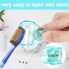 4 Pack Travel Toothbrush Head Covers Toothbrush Protector Cap Brush Pod Case Protective Portable Plastic Clip for Household Travel, Bathroom, School, Camping, Business (Green, Teal, Orange, Pink) view 3