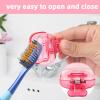 4 Pack Travel Toothbrush Head Covers Toothbrush Protector Cap Brush Pod Case Protective Portable Plastic Clip for Household Travel, Bathroom, School, Camping, Business (Grey, Red, Orange, Pink) view 3