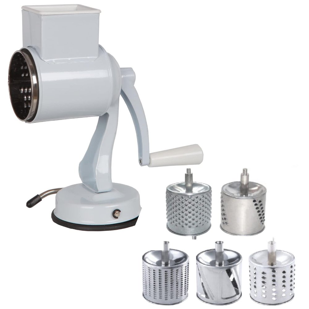 MytaYtManuelle Rotierende Ksereibe Handschneider Mit 5 Trommelfrmigen Edelstahlklingen Fr Kartoffeln, Zwiebeln, Gurken Und Karotten, Salatmaschine, Zwiebel, Mandel,Wei