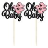 Gyufise 24Pcs Ghost Oh Baby Cupcake Toppers Glitter Bow Spooky Halloween Cupcake Pick Decorations for Halloween Theme Baby Shower Kids Birthday Party Supplies Black view 3