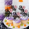 Gyufise 24Pcs Ghost Oh Baby Cupcake Toppers Glitter Bow Spooky Halloween Cupcake Pick Decorations for Halloween Theme Baby Shower Kids Birthday Party Supplies Black view 4