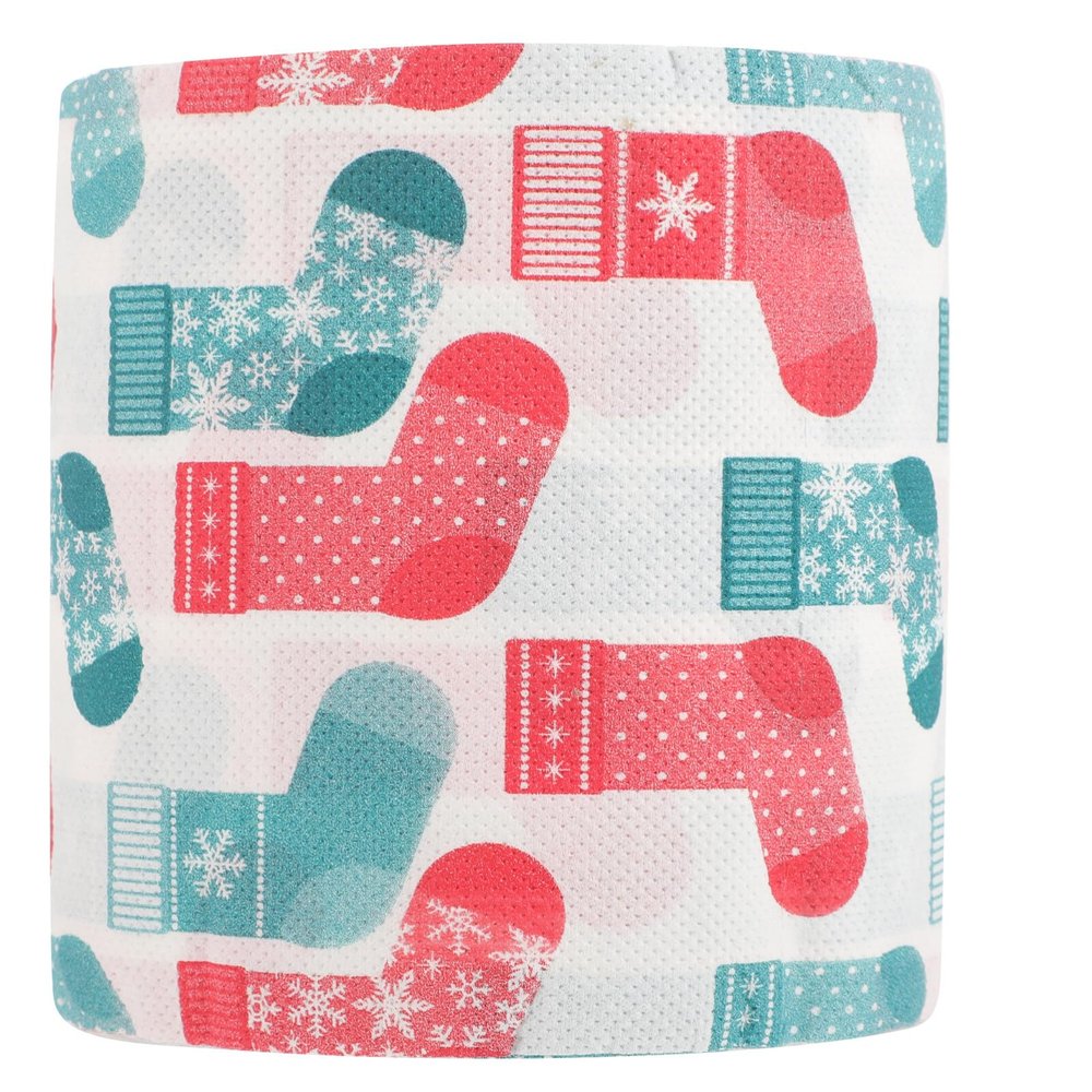 ifundom Unique Xmas Socks Design Toilet Paper Decorative Paper Roll for Bathroom Soft Kitchen Napkin for Party Decor