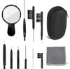 Hearing Aid Cleaning Kit, Earbuds Cleaner Kit, Hearing Amplifier Cleaner Accessories with Brush Wipes Magnifier Ventilation Rod Screwdriver with Case(13 Pieces) view 1