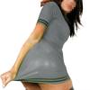 ASNAT Natural latex100% Natural Latex Dress Rubber Gummi Short Sleeve Catsuit Latex Rubber Skirt,Grey and Black,M view 3