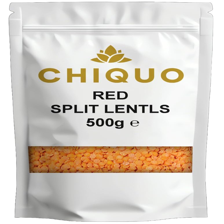 Chiquo Red Split Lentils (Masoor Dal) - 500g | Premium & Protein-Rich | Perfect for Soups, Curries & Stews | Resealable Pack