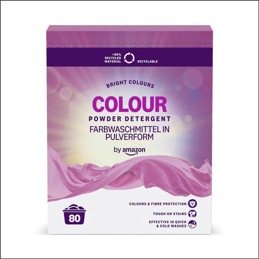 by Amazon Colours Powder Detergent, 4.8kg, 80 washes