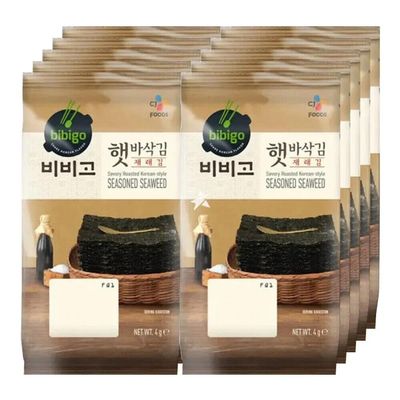 CJ Bibigo Savoury Crispy Roasted Korean Seasoned Seaweed Laver Nori Snacks (10 Pcs) 40g