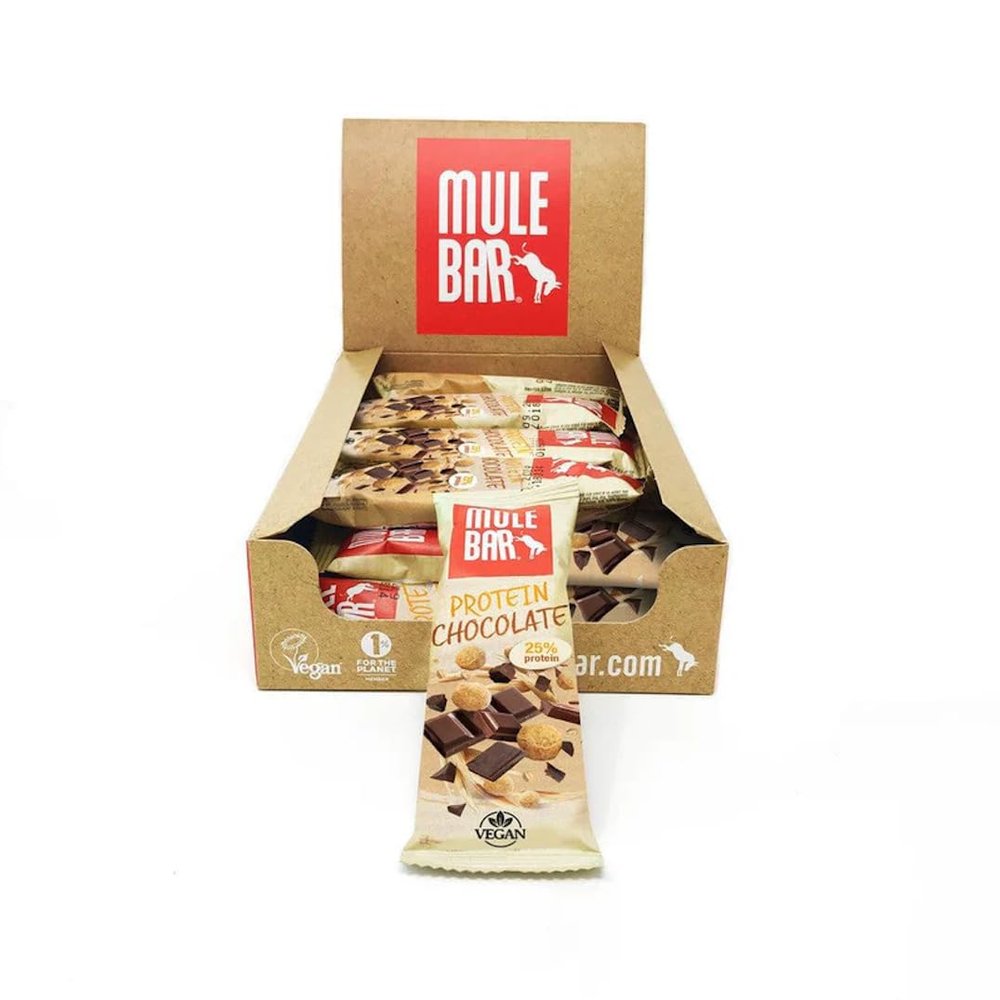 MULEBAR - Box of 15 Protein Bars - Chocolate - High in Protein - Soft Texture - Easy to Digest - 100% Natural, Organic, Vegan - Made in France - 40gr