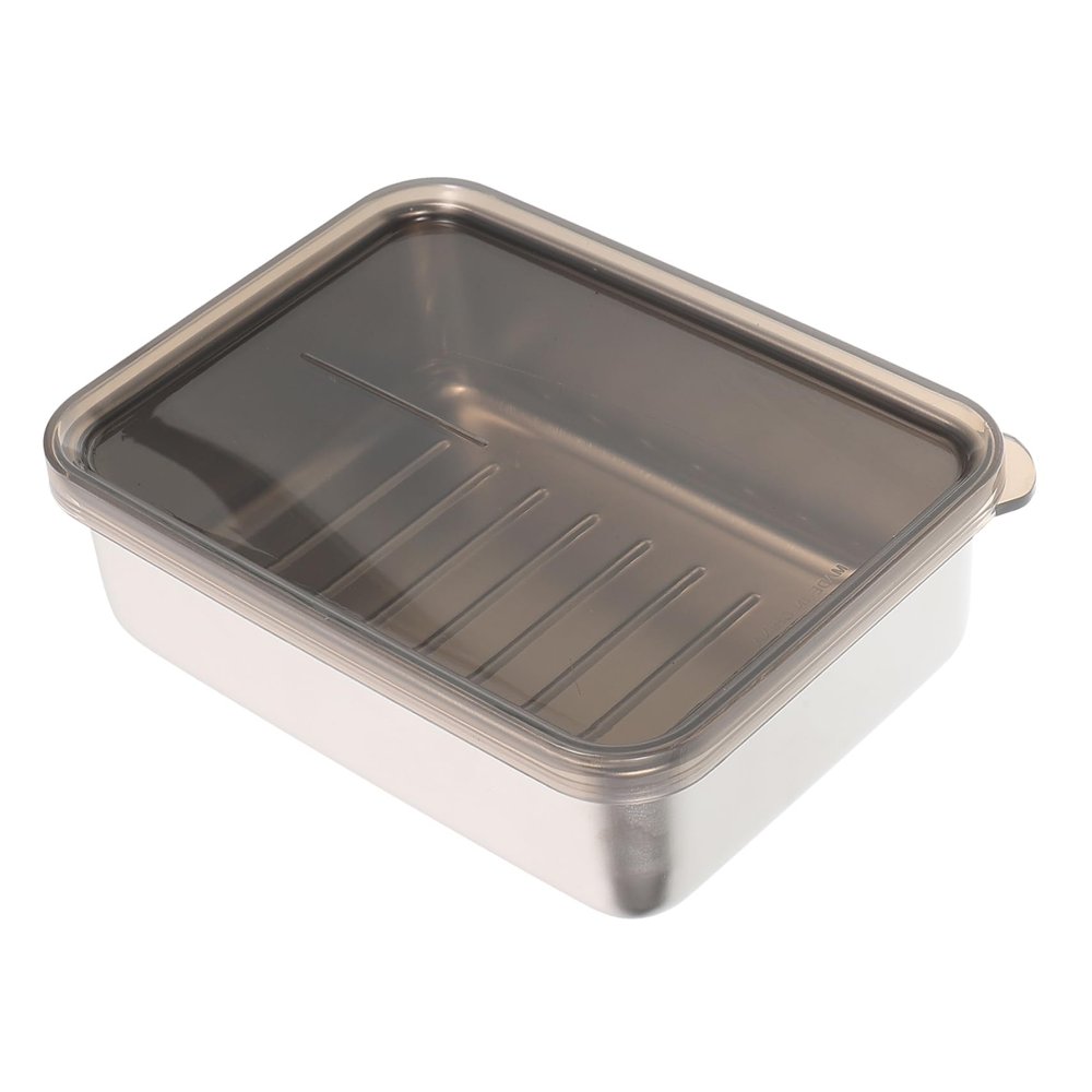Housoutil Crisper Box Stainless Steel Lunch Box for Adults Compartment Design for Fruit Storage and Portable Bento Lunch