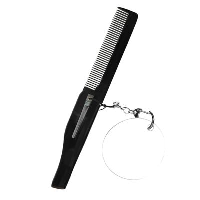 FRCOLOR Folding Comb Keyring with Oval Mirror Large Foldable Beard and Mustache Comb for Men Portable Acrylic Pocket Grooming Tool for Travel and Daily Use