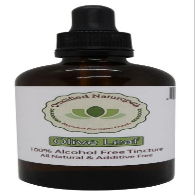 Olive Leaf Extract Herbal Tincture (Alcohol & Glycerin Free)  110ml x1  in Glass Bottle with Rubber Pipette (Olive Leaf)