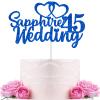Gidobo 45th Wedding Anniversary Cake Toppers with Heart Cupcake Toppers, Glittery Sapphire Weddding Anniversary Heart Cake Decoration for Celebration Party Supplies view 1