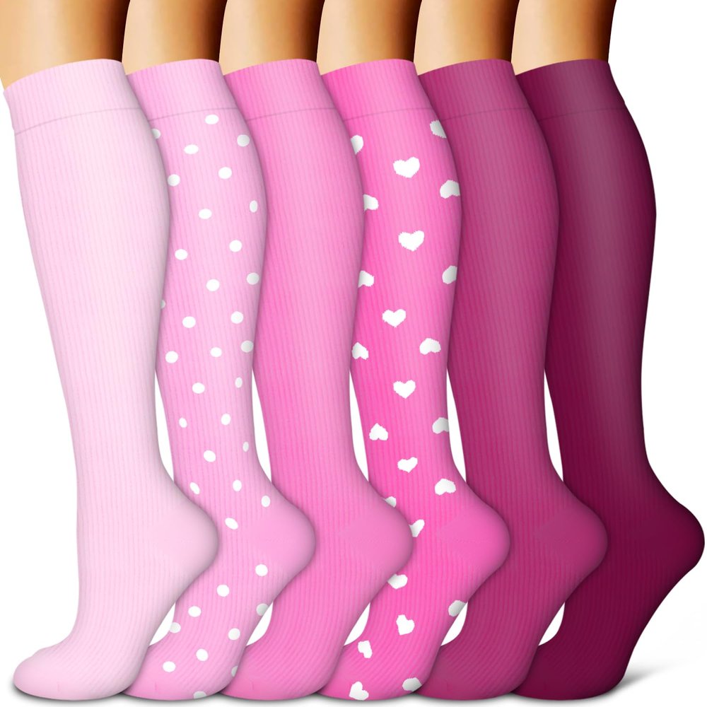 BLUEENJOY Copper Compression Socks for Women & Men (6 pairs) - Best Support for Nurses, Running, Hiking, Recovery