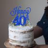 1 Pack Happy 40th Cake Topper Black Glitter Number 40 Forty Birthday Cake Pick Decorations for Cheers to 40 Years Old 40th Birthday Wedding Anniversary Party Supplies Blue view 3
