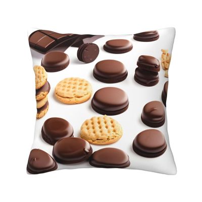 FRESQA Cookies Food Chocolate Chip Biscuits Universal Four-Season Cushion Cover | Soft Polyester Decorative Pillowcase