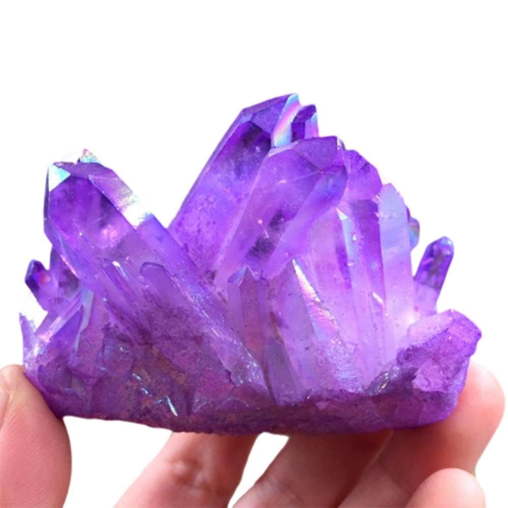 LoKori Healing Quartz Crystal Cluster Natural Titanium Coated Geode Reiki Crystal Gemstone Specimen for Meditation,Yoga,Home Decoration,Gift,Purple,600g