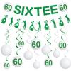 Gameza 60th Birthday Decorations for Men - 14PCS Golf Birthday Party Decorations 60th Birthday Decorations Women Men Golf Glitter Sixtee Banner Hanging Swirls 60th Golf Theme Bday Party Decorations view 1