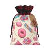 OPSREY Sweet Lollipop Cupcake printed Christmas Drawstring Gift Bag with Tag Reusable Gift Wrap Bag view 1