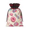 OPSREY Sweet Lollipop Cupcake printed Christmas Drawstring Gift Bag with Tag Reusable Gift Wrap Bag view 2