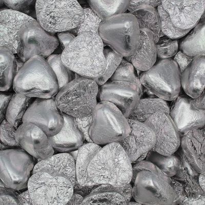 Silver Foil Milk Chocolate Hearts 500g Sweet Pouch