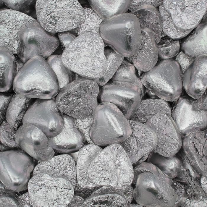 Silver Foil Milk Chocolate Hearts 500g Sweet Pouch