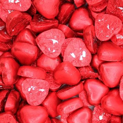 Red Foiled Milk Chocolate Hearts 225g Sweet Pouch
