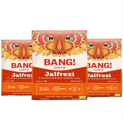 Jalfrezi Curry Sauce Kit - Formerly CLASSIC BANGLA | Authentic and Easy to use | Medium-spice curry kit | Ready in 10 min | 100% natural Vegan food gifts Friendly Gluten free | 3 Pack Bang Curry