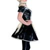 Natural latexFrench Maid Latex Dress with Apron Zipper Back Frills Puff Sleeves,Brown with White,S view 2