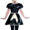 Natural latexFrench Maid Latex Dress with Apron Zipper Back Frills Puff Sleeves,Brown with White,S view 3
