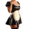 ASNAT Natural latexBlack and White Short Puff Sleeves Sexy French Maid Latex Dress with Apron,Baby Pink with White,XS view 1