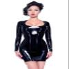 ASNAT Natural latexSexy Women Long Sleeve 100% Natural Handmade Latex Dress Fetish Rubber Party Fetish,Pink,XS view 1