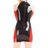 ASNAT Natural latexRed and Black Sexy Latex Dress with Back Zipper Glued Breasts Rubber Playsuit,Baby Pink with Black,XS view 3