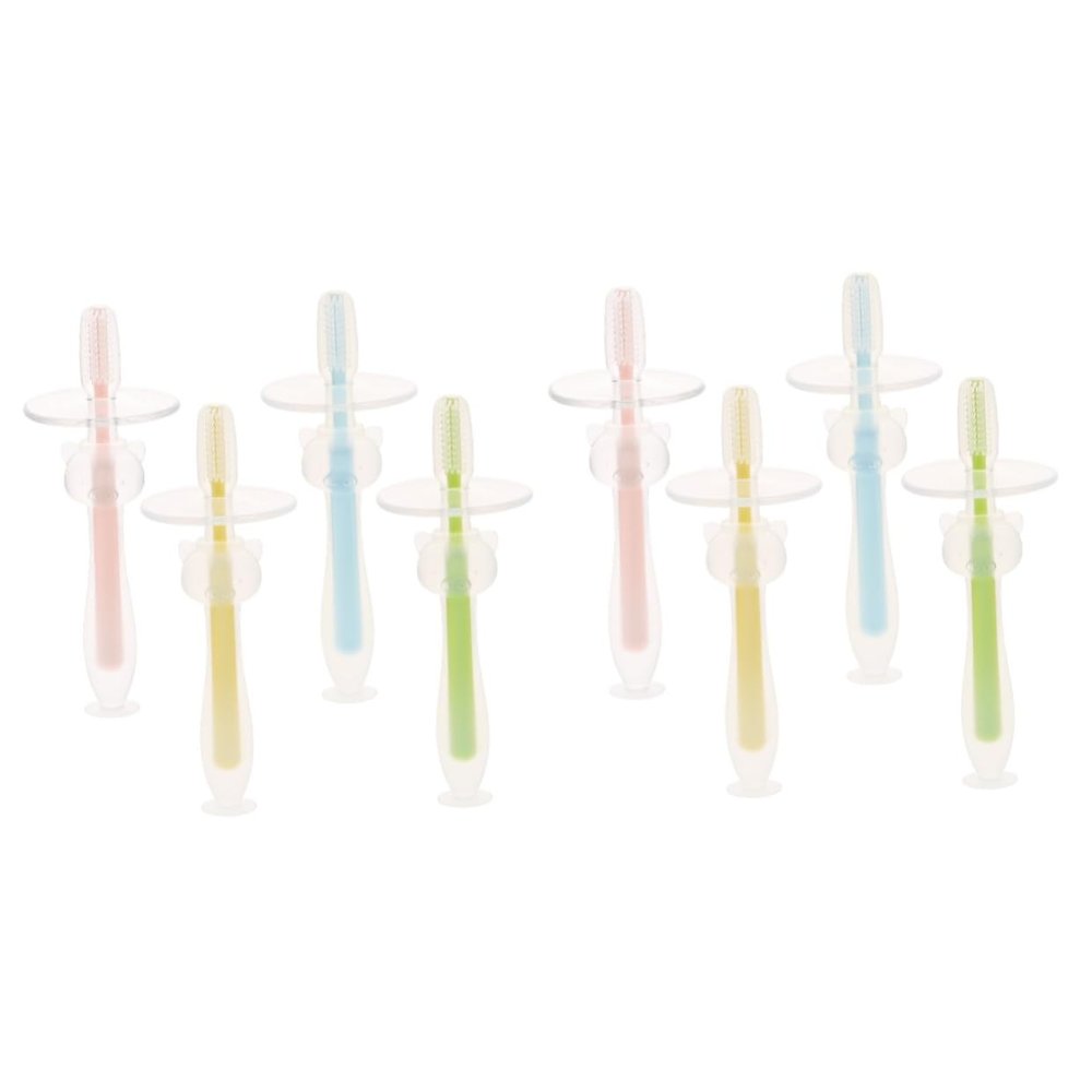 FOMIYES 8pcs Silicone Toothbrush for Boy Girl Boy Girl Training Toothbrush Suction Base
