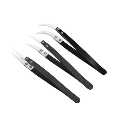Lisher 3 PCS Ceramic Tweezers with Black Handle Corrosion-Resistant Insulation Maintenance and Clamping Tools High Temperature Resistant Wear Resistant and Welding Resistant