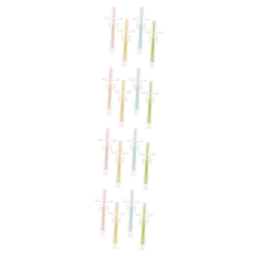 FOMIYES 16pcs Silicone Toothbrush for Boy Girl Suction Base Oral Cleaner for Newborn for Boys and Girls Toothbrushes