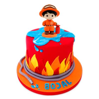Ercadio 1 Pack 3D Resin Fireman Cake Toppers 3D Fireman Department Cake Picks for Fire Theme Baby Shower Birthday Party Cake Decoration Supplies