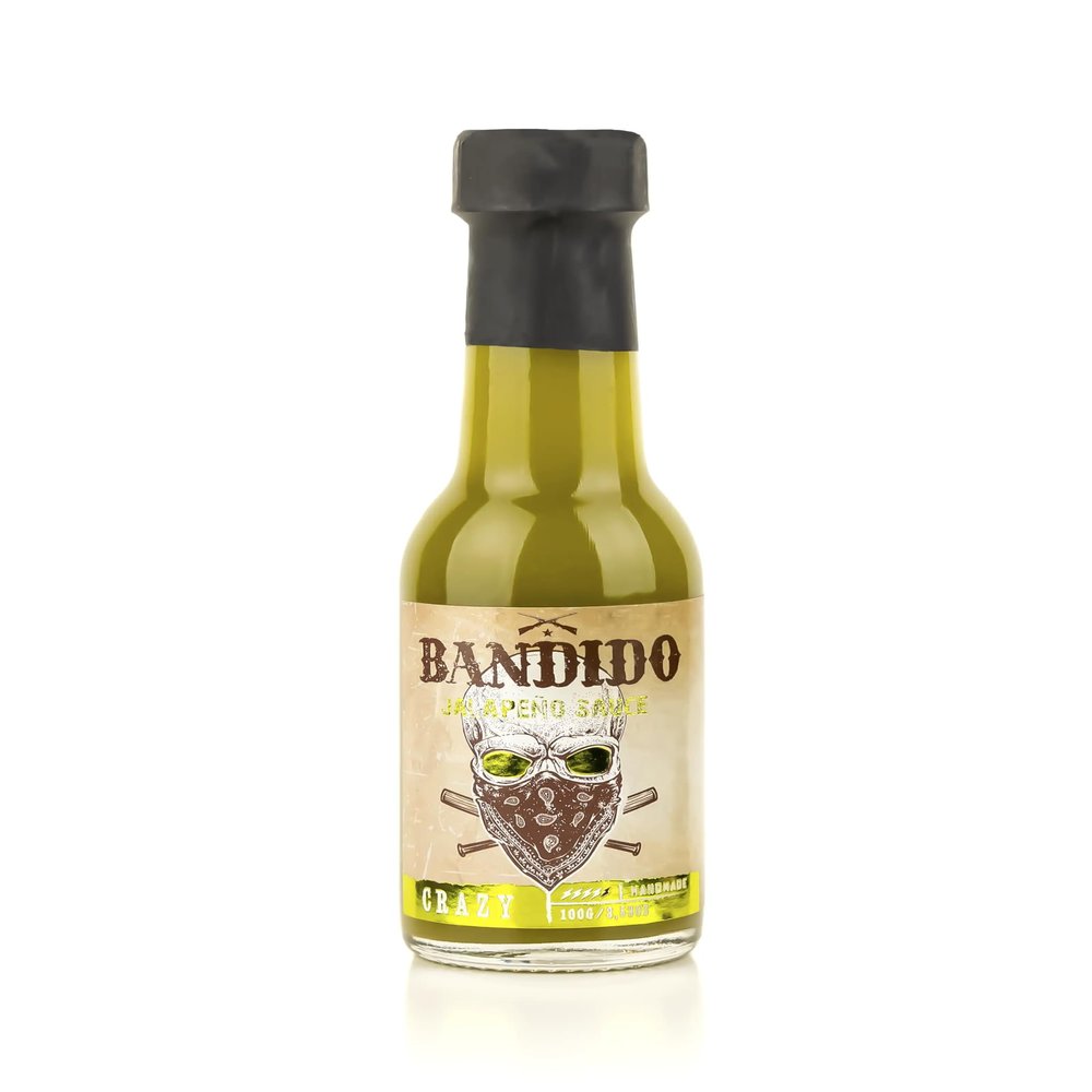 Bandido Jalapeno Hot Sauce - 100 ml Jar - Mexican Style Sauce - Based on Jalapeno Chile, Green Pepper and Spices - Gourmet Product of Portuguese Origin