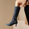 WOkismD 6CM/2.36IN Women's Mid-Calf Boots Stiletto Heels Closed Pointed Toe Back Zipper Autumn And Winter Formal Shoes,Black,39 view 3