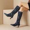 WOkismD 6CM/2.36IN Women's Mid-Calf Boots Stiletto Heels Closed Pointed Toe Back Zipper Autumn And Winter Formal Shoes,Black,39 view 4