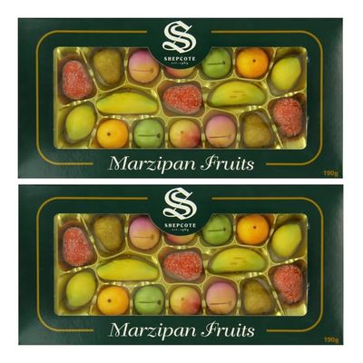 2-Pack Marzipan Fruits Gift Box - Traditional Almond Marzipan Selection, Made in England (2 x 190g)