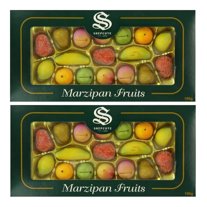 2-Pack Marzipan Fruits Gift Box - Traditional Almond Marzipan Selection, Made in England (2 x 190g)