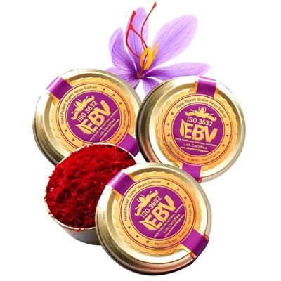 15gr Award-Winning Certified Grade A++ Saffron Threads -100% Pure & Natural All Red Golden Spice for Tea, Paella,Tahchin,Golden Milk By EBV Saffron