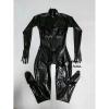 Sexy Black Latex Fetish Full Body Catsuit Hood Corset 3D Fake Silicone Breast Pocket E CupShoes not Included view 2