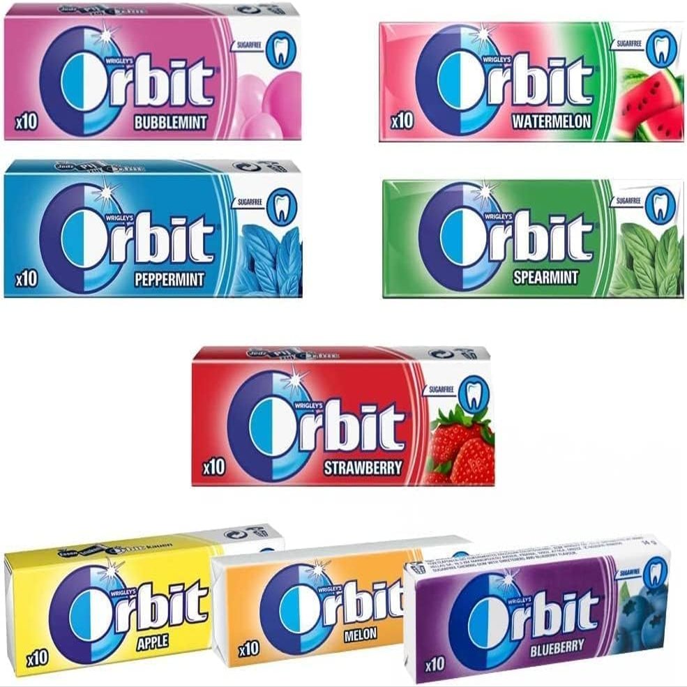 10-30 Packs of Original WRIGLEY'S Orbit/Extra Chewing Gum Packs Fresh Stock (Mix Variety, Box, 10 Pack) Helps with Oral Hygiene for Healthy Teeth and Gums Sold By Kidzbuzz