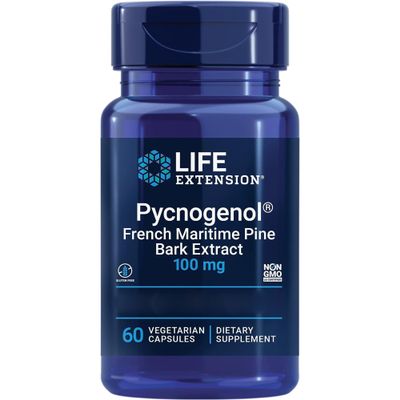 Life Extension Pycnogenol, Pine Bark Extract, 100mg, 60 Vegan Capsules, Gluten Free, Vegetarian, Soy Free, Non-GMO