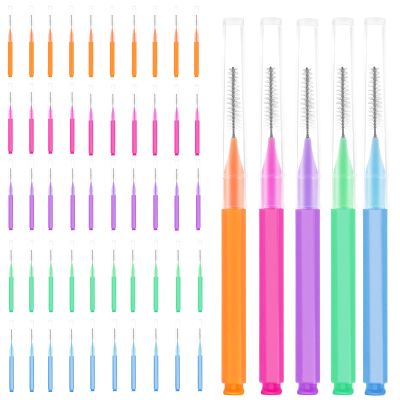50pcs Braces Brush & Floss Picks Kit - Interdental Cleaning Tool for Teeth with Braces