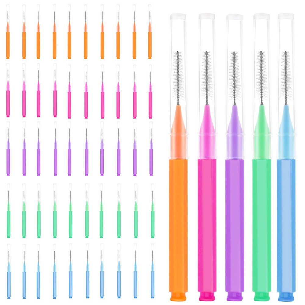 50pcs Braces Brush & Floss Picks Kit - Interdental Cleaning Tool for Teeth with Braces